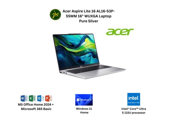 Acer Aspire Lite 16 AL16-53P-55WM 16" WUXGA Laptop Pure Silver ( CU5-115U, 16GB, 512GB SSD, Intel, W11, HS+M365 )