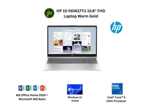 HP 15-fd0617TU 15.6" FHD Laptop Warm Gold ( C5-120U, 8GB, 512GB SSD, Intel, W11, HS+M365 )