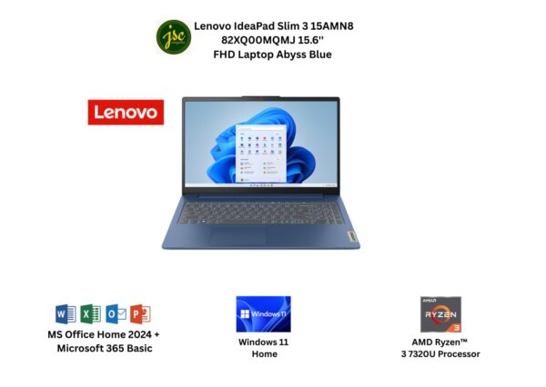 Lenovo IdeaPad Slim 3 15AMN8 82XQ00XQMJ 15.6'' FHD Laptop Abyss Blue ( Ryzen 5 7520U, 16GB, 512GB SSD, ATI, W11, HS+M365 )
