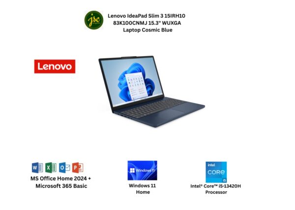 Lenovo IdeaPad Slim 3 15IRH10 83K100RJMJ 15.3'' WUXGA Laptop Cosmic Blue ( i7-13620H, 16GB, 512GB SSD, Intel, W11, HS+M365 )
